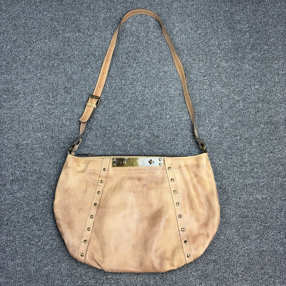 Patricia Nash Hobo Oil Rub Caramel Color Brown Leather Crossbody Hobo Purse Bag